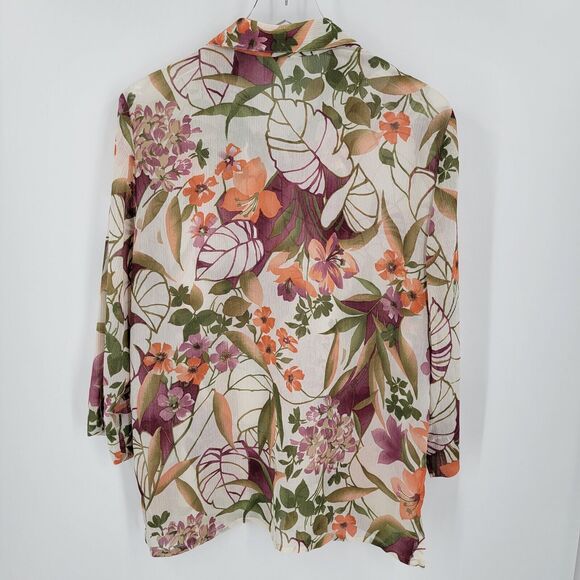 Alfred Dunner Blouse Women's 14 Sheer Floral Button Up - Picture 2 of 9